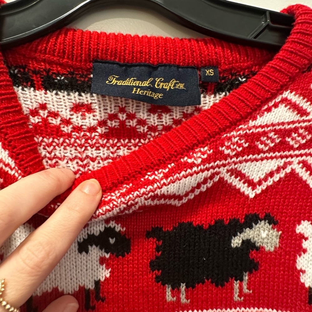 Irish Red Sheep Pattern Sweater - image 6